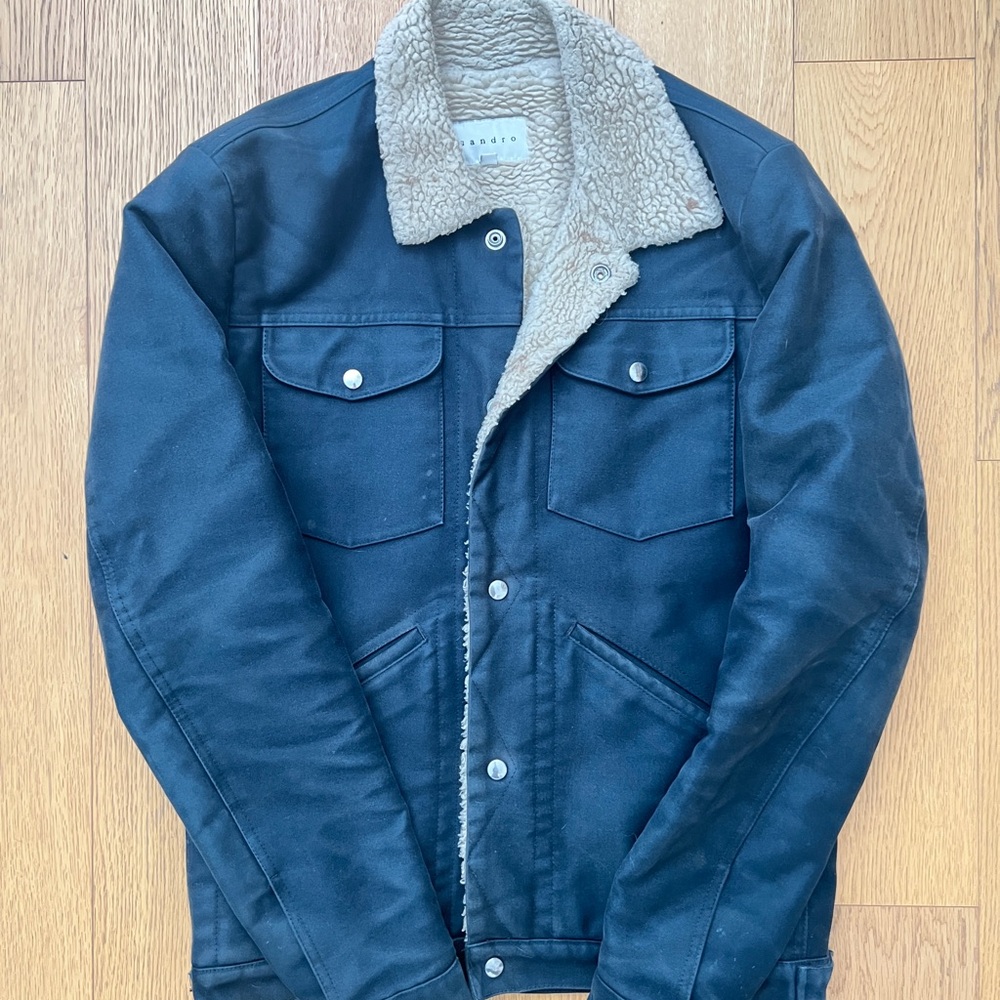 Men's Black Denim Jacket with Sherpa Lining